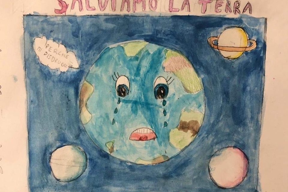 SALVIAMO LA TERRA acquerello di Ilaria M.